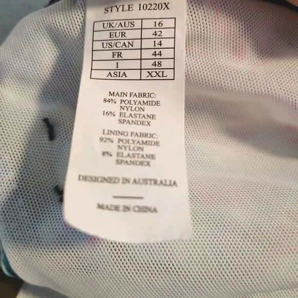 Sunseeker One Piece Swimsuit Size 14 D Cup Tummy Control Tropical Leaf Ruched - Picture 5 of 14